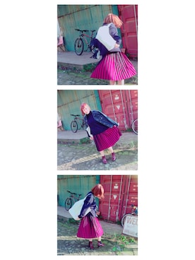 「MAISON KITSUNE」｜「アイテム（デニムジャケット）」を使った、🍒nnnnnon🍒さん（レディース・153cm）の秋コーディネート