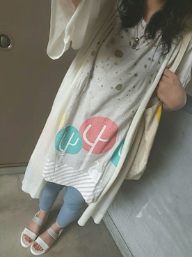 「Design Tshirts Store graniph（デザイン　ティーシャツ　ストア　グラニフ）のアイテム（チュニック）」を使った、結花さん（レディース・161cm）の夏コーディネート