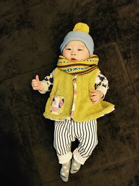 「present（プレゼント）のアイテム（ジャケット/アウター）」を使った、aolandさん（キッズ・70cm）の冬コーディネート