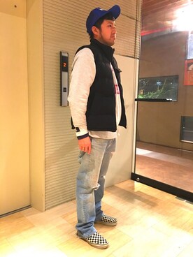 「TOMMY（トミー）のアイテム（帽子）」を使った、CHIKATOMOさん（メンズ・175cm）の冬コーディネート
