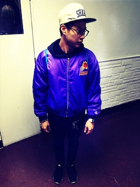 「Champion（チャンピオン）のアイテム（マウンテンパーカー）」を使った、jiunさん（メンズ・180cm）の秋コーディネート