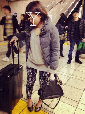 「UNITED ARROWS（ユナイテッドアローズ）のアイテム（ダウンジャケット/コート、グレー系）」を使った、ゆきさん（レディース・155cm）の秋コーディネート