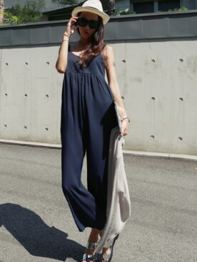 「ゆるパンツ」｜「アイテム（つなぎ/オールインワン）」を使った、I_AM_YURIさん（レディース・167cm）の夏コーディネート