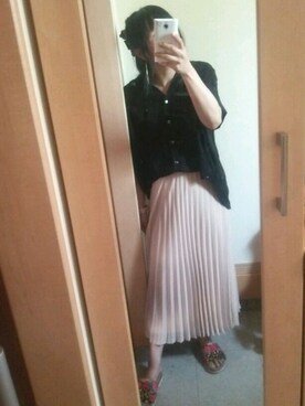 「黒×ピンク」｜「アイテム（アクセサリー）」を使った、 (*^^*)ゆーのさん（レディース・158cm）の夏コーディネート