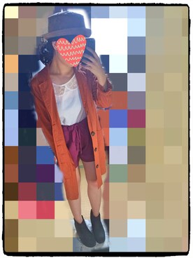 「CHILD WOMAN（チャイルドウーマン）のコート（その他アウター、オレンジ系）」を使った、きぼみさん（レディース・157cm）の秋コーディネート