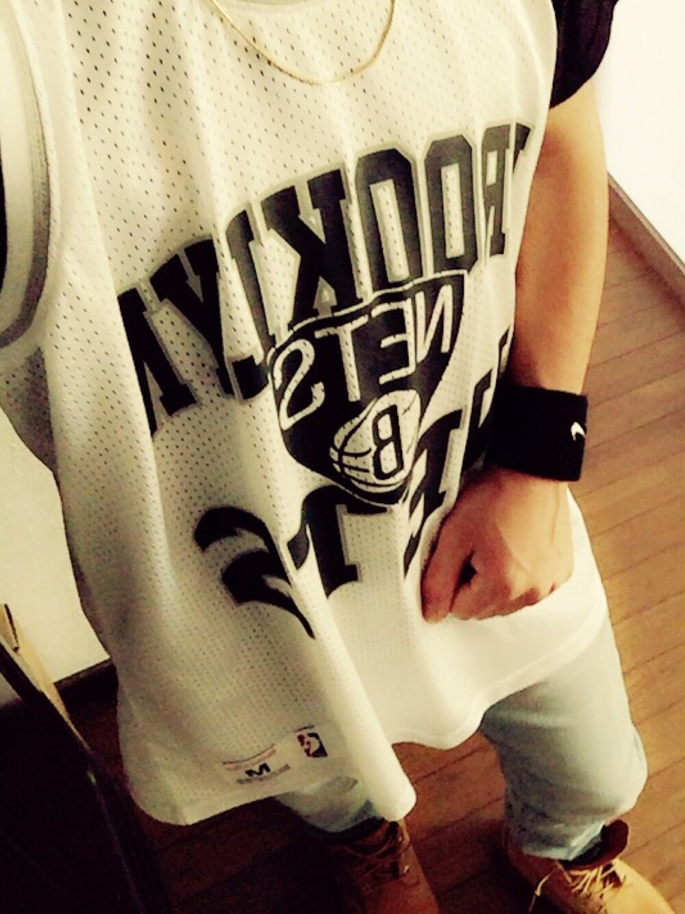 「SPORTS MIX、NETS、スポーツミックス」｜「Mitchell&Nessのアイテム（タンクトップ、ホワイト系）」を使った、たつさん（メンズ・166cm）の夏コーディネートの1枚目の写真