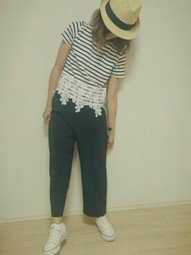 「CONVERSE（コンバース）のconverse（コンバース） ALL STAR OX（オールスターOX）（スニーカー）」を使った、gaotさん（レディース・154cm）の夏コーディネート