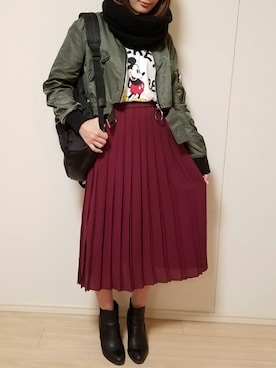 「ミッキーT」｜「アイテム（ミリタリージャケット）」を使った、gaotさん（レディース・154cm）の秋コーディネート