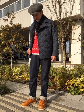 「Pコート」｜「アイテム（ブルゾン）」を使った、RUGGEDFACTORYさん（メンズ・180cm）の秋コーディネート