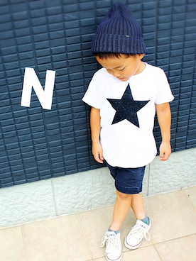 「RACAL（ラカル）のアイテム」を使った、NRFさん（キッズ・100cm）の夏コーディネート