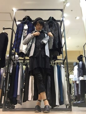 「SCHLUSSEL（シュリセル）のアイテム（ノーカラージャケット）」を使った、AQUAさん（メンズ・176cm）の秋コーディネート