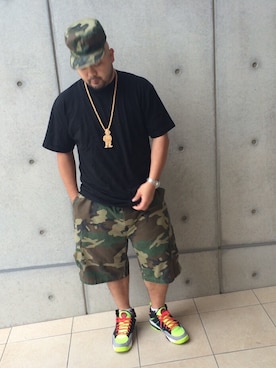 「ROTHCO（ロスコ）のアイテム（キャップ）」を使った、平地大樹 aka ひらっちさん（メンズ・176cm）の夏コーディネート