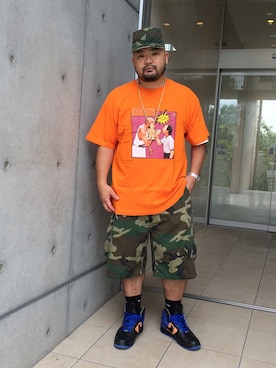 「ROTHCO（ロスコ）のアイテム（キャップ）」を使った、平地大樹 aka ひらっちさん（メンズ・176cm）の夏コーディネート