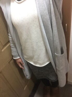 「ボーダースカート」｜「アイテム（その他アウター）」を使った、ぺろんさん（レディース・160cm）の冬コーディネート