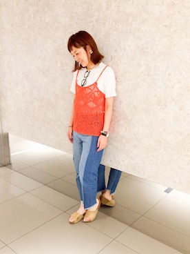 「切りっぱなし」｜「アイテム（キャミソール）」を使った、CHIHIROさん（レディース・160cm）の春コーディネート