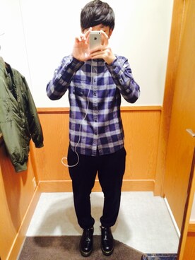 「Dr. Martens（ドクターマーチン）のDr.Martens (ドクターマーチン)/1461 3EYE GIBSON SHOES（その他シューズ）」を使った、ガングリさん（メンズ・178cm）の秋コーディネート