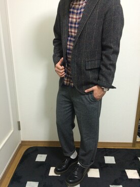 「Dr. Martens（ドクターマーチン）のDr.Martens (ドクターマーチン)/1461 3EYE GIBSON SHOES（その他シューズ）」を使った、ガングリさん（メンズ・178cm）の秋コーディネート