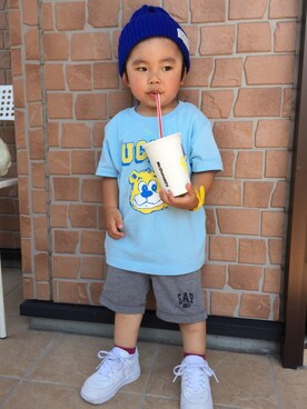 「UNITED ARROWS（ユナイテッドアローズ）のアイテム（Tシャツ/カットソー、ブルー系）」を使った、R.Kさん（キッズ・120cm）の春コーディネート