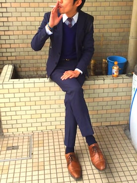 「仕事コーデ」｜「アイテム（セットアップ）」を使った、yoshinobuさん（メンズ・188cm）の春コーディネート