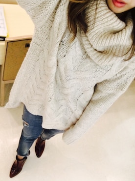 「Ungrid（アングリッド）のフレイドヘムストスリ（デニムパンツ）」を使った、nonさん（レディース・160cm）の秋コーディネート