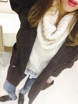 「Ungrid（アングリッド）のフレイドヘムストスリ（デニムパンツ）」を使った、nonさん（レディース・160cm）の秋コーディネート