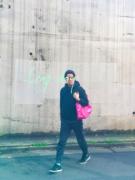 「A.P.C.（アーペーセー）のアイテム（ニットキャップ/ビーニー）」を使った、konitagさん（メンズ・177cm）の冬コーディネート