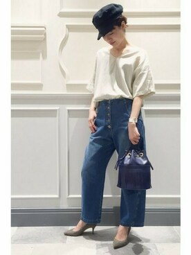 「マリンキャップ」｜Maruさん（レディース・161cm）の夏コーディネート