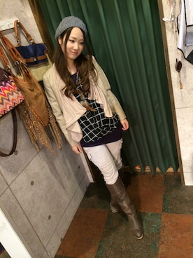 「カシュクール」｜「アイテム（ライダースジャケット）」を使った、Momoさん（レディース・158cm）の秋コーディネート