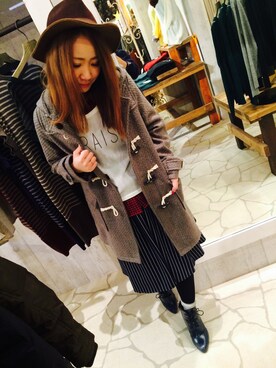「Bou Jeloud（ブージュルード）のアイテム（ダッフルコート）」を使った、Momoさん（レディース・158cm）の冬コーディネート