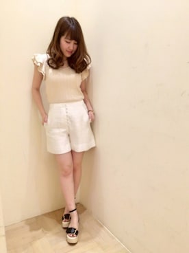 「Supreme.La.La.（シュープリームララ）のアイテム（サンダル）」を使った、Ayaka Hishizakiさん（レディース・156cm）の夏コーディネート