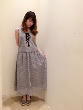「Supreme.La.La.（シュープリームララ）のアイテム（その他トップス）」を使った、Ayaka Hishizakiさん（レディース・156cm）の夏コーディネート