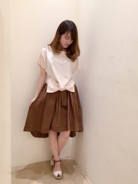 「Supreme.La.La.（シュープリームララ）のアイテム（Tシャツ/カットソー）」を使った、Ayaka Hishizakiさん（レディース・156cm）の夏コーディネート