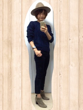 「Chez toi（シェトワ）のアイテム（帽子）」を使った、wakanaさん（レディース・161cm）の冬コーディネート