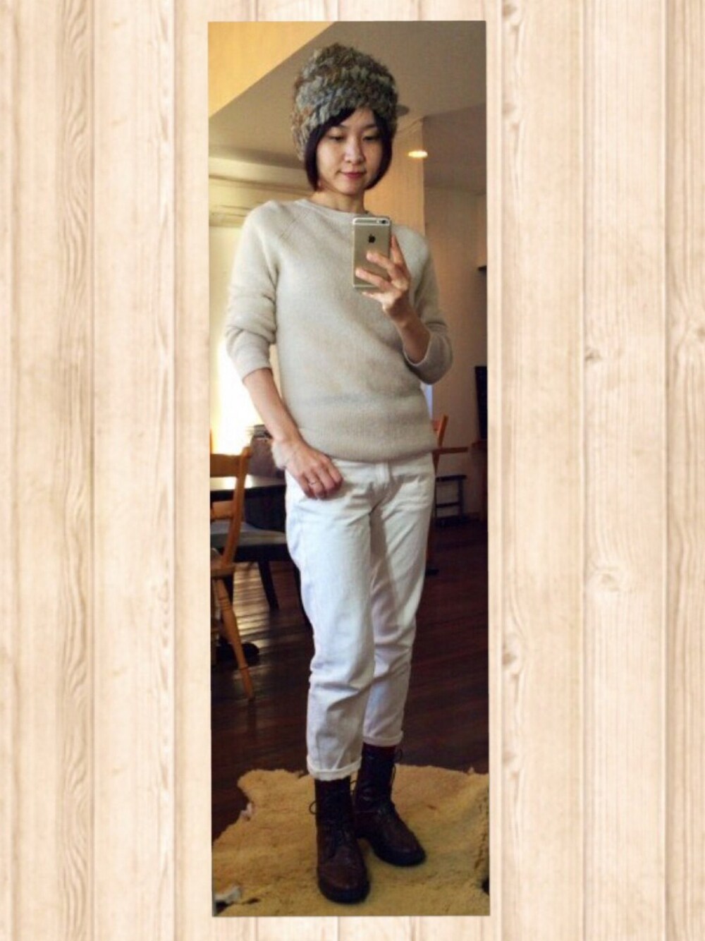 「モヘアニット、アーバンリサーチ、URBAN RESEARCH、ブーツ、プチプラ、green label relaxing、ラビットファー、ファー小物、ファー、ファー帽子」｜「green label relaxingのアイテム（ニットキャップ/ビーニー、ブラウン系）」を使った、wakanaさん（レディース・161cm）の冬コーディネートの1枚目の写真