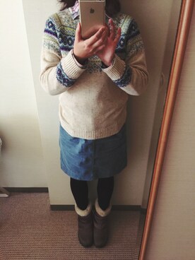 「no brand（ノーブランド）のアイテム（ニット/セーター、その他）」を使った、なごみさん（レディース・165cm）の冬コーディネート