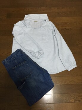 「Samansa Mos2（サマンサ モスモス）のアイテム（シャツ/ブラウス、ブルー系）」を使った、なごみさん（レディース・165cm）の冬コーディネート