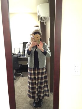 「Samansa Mos2（サマンサ モスモス）のアイテム（カーディガン/ボレロ、グレー系）」を使った、なごみさん（レディース・165cm）の春コーディネート