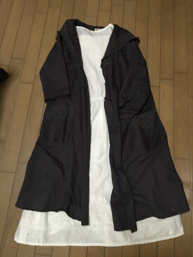 「Samansa Mos2（サマンサ モスモス）の綿麻フードスカラップワンピース（ワンピース、グレー系）」を使った、なごみさん（レディース・165cm）の春コーディネート