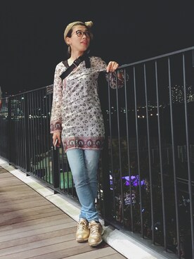 「フェススタイル」｜「アイテム（チュニック）」を使った、noeさん（レディース・160cm）の夏コーディネート