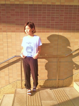 「サンダルに靴下」｜noguchiさん（レディース・158cm）の夏コーディネート