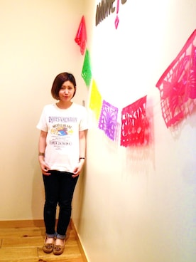 「アイテム（モカシン/デッキシューズ）」を使った、noguchiさん（レディース・158cm）の夏コーディネート