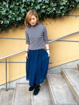 「アイテム（レッグウェア、グリーン系）」を使った、noguchiさん（レディース・158cm）の冬コーディネート