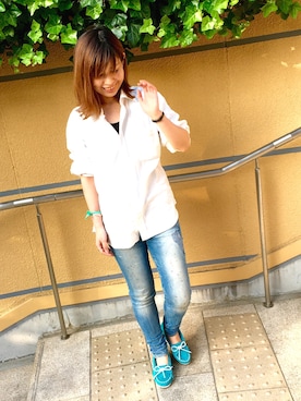 「アイテム（モカシン/デッキシューズ）」を使った、noguchiさん（レディース・158cm）の春コーディネート