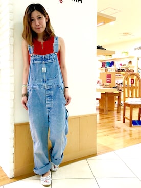 「Minnetonka（ミネトンカ）のMINNETONKA（ミネトンカ） / サンダーバードⅡ スエードモカシンシューズ THUNDERBIRD II MOCCASINS（モカシン/デッキシューズ、ホワイト系）」を使った、noguchiさん（レディース）の夏コーディネート