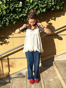 「アイテム（モカシン/デッキシューズ）」を使った、noguchiさん（レディース・159cm）の夏コーディネート