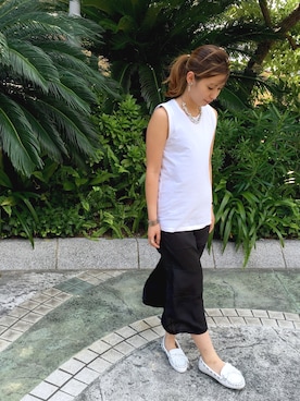 「アイテム（モカシン/デッキシューズ）」を使った、noguchiさん（レディース・159cm）の夏コーディネート