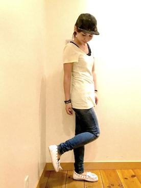 「ミネトンカ」｜noguchiさん（レディース・158cm）の夏コーディネート