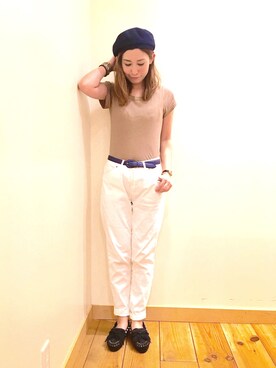 「Minnetonka（ミネトンカ）のminnetonka × rebecca minkoff（モカシン/デッキシューズ、ブルー系）」を使った、noguchiさん（レディース）の夏コーディネート