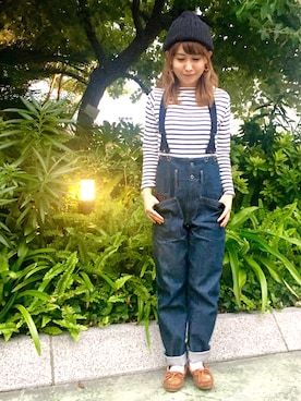 「アイテム（モカシン/デッキシューズ）」を使った、noguchiさん（レディース・159cm）の秋コーディネート