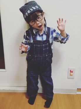 「おさげ」｜「アイテム（オールインワン・サロペット）」を使った、さらさん（キッズ・90cm）の秋コーディネート